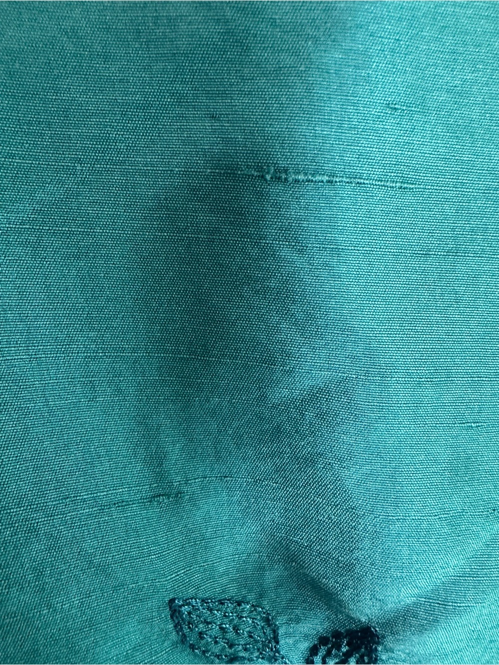 Beautiful Coldwater Creek Teal Silk Embroidered Button-Up Shirt size Large - Picture 7 of 8